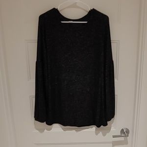 Relaxed plus size balloon sleeve plush knit top